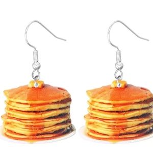 Pancake Earrings, 2D Earrings, Food Earrings, Novelty Earrings